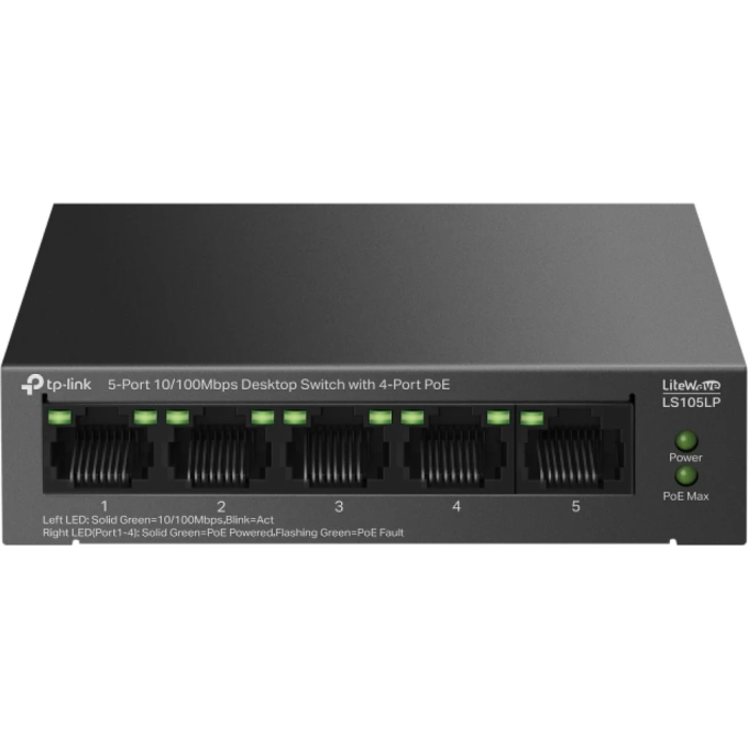 Коммутатор TP-LINK LS105LP 5-портовый 10/100/1000 Мбит/с