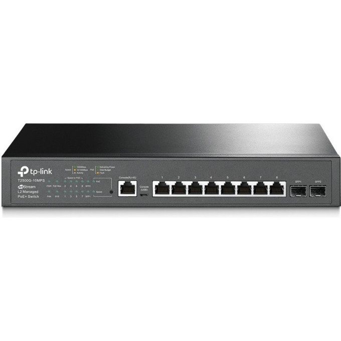 Коммутатор TP-LINK T2500G-10MPS 8-портовый гигабитный с 2 SFP-слотами