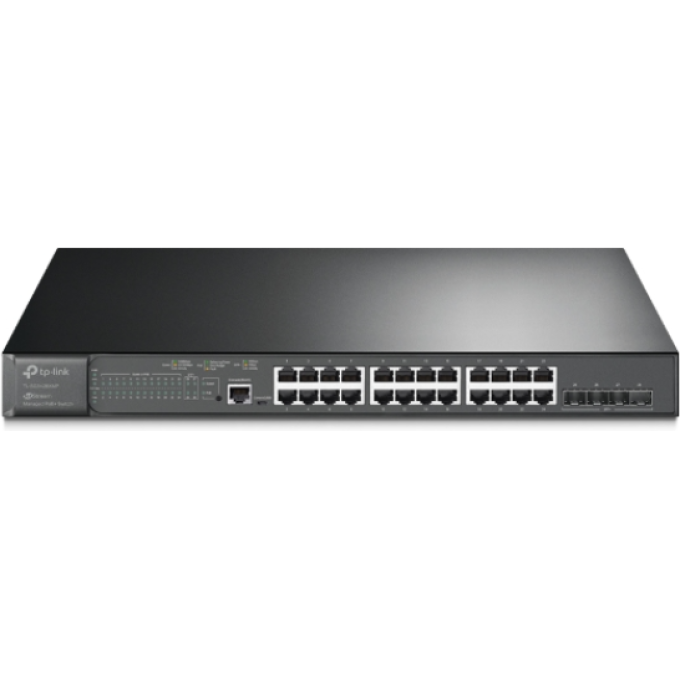 Управляемый коммутатор TP-LINK SG3428XMP JETSTREAM уровня 2+ с 24 гигабитными портами RJ45 и 4 портами SFP+